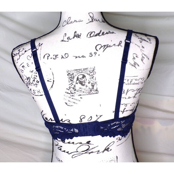 🆕ETAM Legende Underwire Demi Lace Bra 36C Navy Blue - Picture 7 of 8